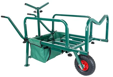 Relaxdays Angelwagen Transportwagen, Lastenkarre mit Tasche, HBT: 65x145x55 cm, verstellbar & klappbar, Stahl, Farbwahl | HBT: 65x145x55 cm, verstellbar & klappbar, Stahl