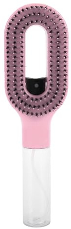 Generic Hairbrush Mist Spray 2 in 1 Detangling Hair Brush for Frizz Control Reduce Tangling Water Mist Brushing Tool for Women Men Children Portable Styling ABS Plastic (Pink)