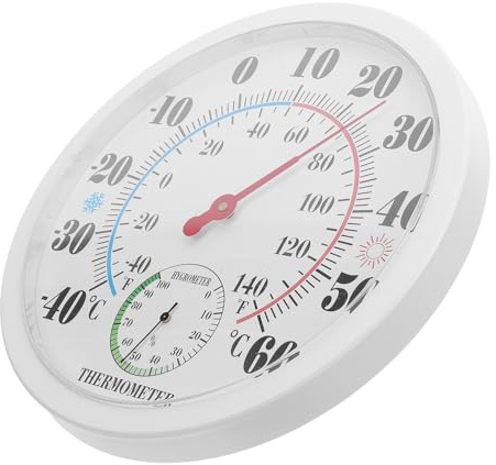 YARNOW Thermomètre et Compact Température et Humidité Surveillance Design Hygromètre Mural Précis en Plastique Abs Blanc pour Sauna Maison Intérieurs et Pièces