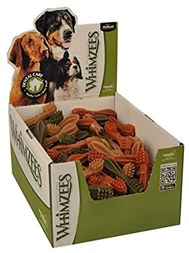 WHIMZEES Natürlicher Dental Hund behandelt Bürsten M Mix 11,4 cm (75U / c), schwarz, mittel, 75