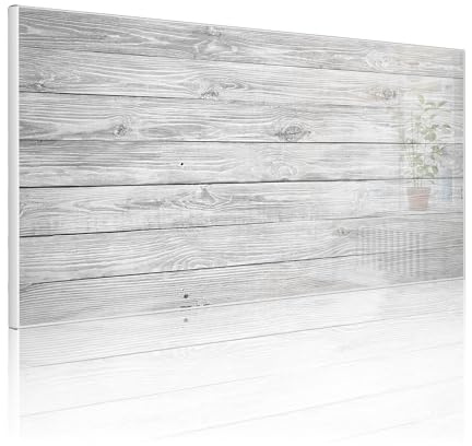 banjado Magnettafel Metall 78 x 37cm - beschreibbare Magnettafel - Metall Pinnwand als Memoboard - Magnetwand Küche, Büro, Kinderzimmer Weiß inkl. 4 Magnete & Montageset - Motiv Weiß Gebeizt
