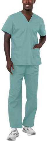 Adar Durable Unisex Scrubs Set - Classic V-Neck Scrub Top & Drawstring Scrub Pants For Men & Women - 701 - Submarine - XL
