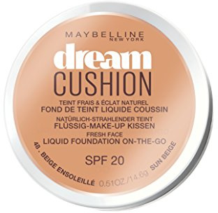 Maybelline Dream Cushion Make-up Nr. 1 Natural Ivory, flüssige Foundation in einem Make-up-Kissen, für einen morgenfrischen Teint, mit Spiegel, feuchtigkeitsspendend, 14,6 g