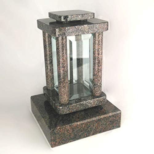 designgrab Modern Grablampe mit Sockel aus Granit Paradiso, Grabschmuckset