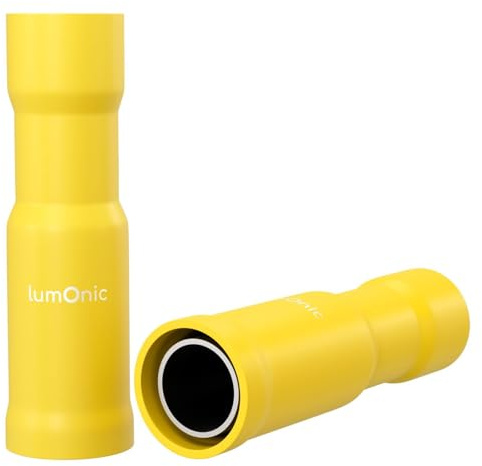 Lumonic 25x Rundsteckhülse 4,0-6,0mm² | Gelb, 5mm | Rundsteckhülsen für Rundstecker 5mm | Kabelverbinder, Kabelschuhe isoliert | KFZ, Motorrad, Elektrik