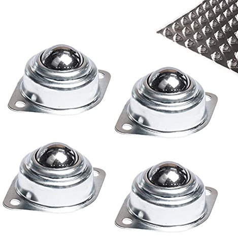 4 Stück Kugelrollen Möbelrollen, Kugelrollen Silber, Kegelrollenlager mit Bodenflansch Montagelöcher, Transfer Einheiten für Gepäck Schiebe Schlitten Förderrolle, kugelrollenlager mit bodenflansch