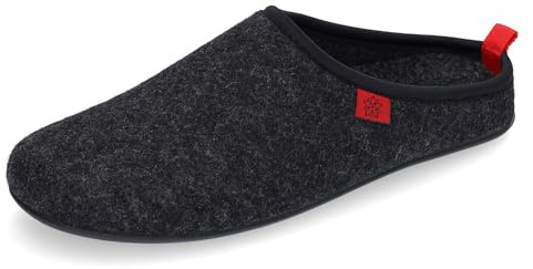 Andrés Machado - pantofole unisex per bambina/bambino - DYNAMIC - ciabatte /babbucce - lana e feltro/ sottopiede rimovibile - nero, EU 37