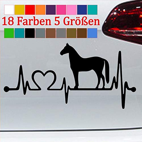generisch Pferde Aufkleber Sticker Deko Herz Herzschlag Liebe Pony Hengst Stute PS 70-Schwarz 10x5cm