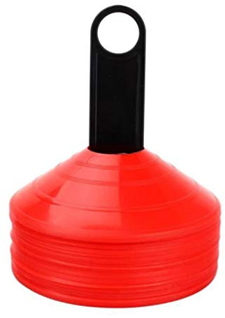 D-Work - Lot de 50 Coupelles D'Entraînement Souples avec Support - Marquage Terrain Sport Football Athlétisme - Ø20 x H5 cm - Polyéthylène Incassable