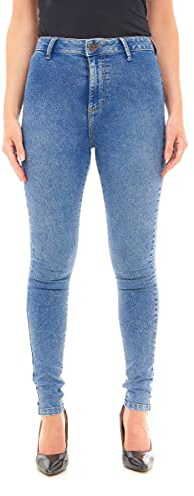 M17 Kvinnor damer High Waist-jeans Skinny Fit casual bomullsbyxor byxor med fickor, Syrablått, 52 SE