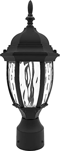 Maxxima LED Outdoor Post Light Pole Lantern with Clear Water Glass, Exterior Waterproof Post Mount Light, 900 Lumens, Driveway Post Light, 3000K Warm White