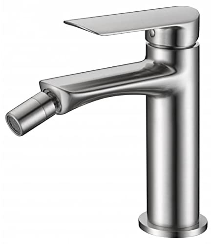 MIICE Rubinetto monocomando bidet per acqua fredda e calda, rubinetteria bagno classico, miscelatore monocomando per bidet - rubinetteria WC nichel spazzolato BDG040-2NQ