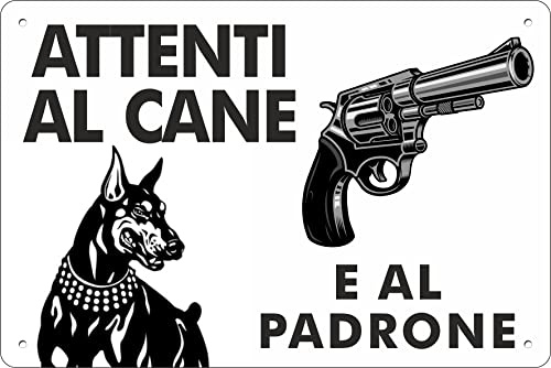 pubblimania Cuidado con el perro y el padre - Cartel de aluminio compuesto de 3 mm de grosor (20 x 30 cm)