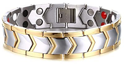 Stfery Herren Armband Edelstahl Mit Gravur, Zweireihiges Magnetarmband Mann Geschenk Silber Gold als Geburtstagsgeschenke