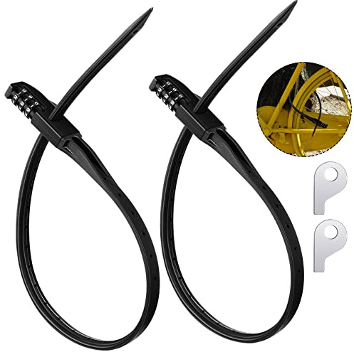 Qunclay Zip Tie Bike Combination Cabinet Refrigerator Locks Bicycle Cable Combo Multi Purpose Security Rack Motorcycle Helmet Lock for Ski French Door Outdoor(Black,2 Pack)