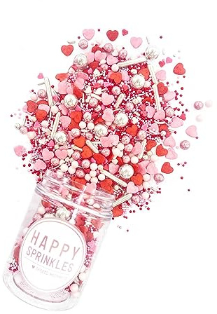 Happy Sprinkles BE MINE - Streusel als Torten Cupcake Kuchen Deko - 90g | Romantischer Streuselmix mit Schokolade & Herzen, für Torten, Cupcakes & Kekse, ideal für Valentinstag, Muttertag & Hochzeit