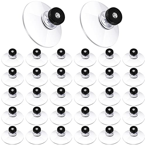 Perthlin 30 Pcs Suction Cup Plastic Suction Pads 50 mm 1.97 Inch Clear PVC Sucker Pads Strong Adhesive Suction Holder with Black Screw Nut for Car Shade Cloth Glass Bathroom Wall Door Glass Window