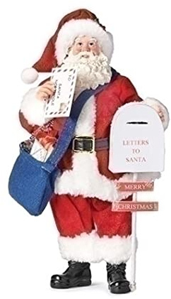 Roman Figura de Papá Noel por buzón, 11 pulgadas de altura, ropa maché, decoración navideña
