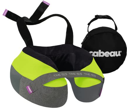 Cabeau The Neck's Evolution, TNE S3 Travel Neck Pillow Memory Foam Airplane Pillow - Neck Pillow with Attachment Straps - 360-Degree Support for Travel, Home, Office, and Gaming - (Vegas Neon)