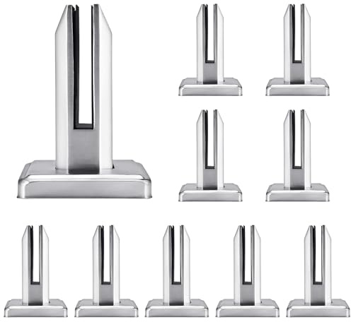 10 Pièces Pince de Clôture en Verre, Pince à Verre en Acier Inoxydable, Escaliers en Acier Inoxydable 304, Pour Garde-corps de Balustrade de Balcon de Piscine,Pour 8 – 12 Mm / 0,3 – 0,5 Po Verre