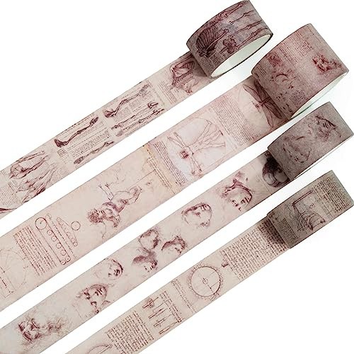 KAVI' S Retro Washi Tape Set Dekorative Antik Masking Tapes Klebeband Bunt für Kunst, DIY Handwerk, Tagebuch, Planer, Scrapbook, Verpackung (Manuscripts)
