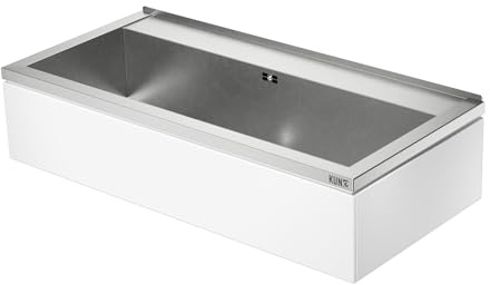 KUNe NOVUM 100 mit weißen Blenden - modernes Ausgussbecken Edelstahl zur Wandmontage - Außenmaße 109 x 52 x 25 cm (BxTxH) cm