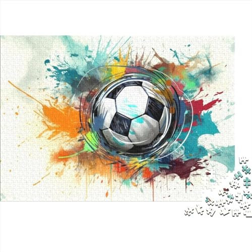 Puzzle Für Erwachsene, Fußball Und Feuer, 1000 Teile, Holzpuzzle Für Erwachsene Und Kinder Ab 12 Jahren, Puzzle, Lernpuzzle, Familienspiel, 75X50CM