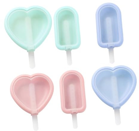 BESTonZON 6stücke Diy Eiscreme-mold Für Junge Mädchen Teiliges Mit Herz Und Halbellipsenformen Aus Lebensmittelechtem Wiederverwendbare Eisformen Für Selbstgemachte Snacks Grün Blau