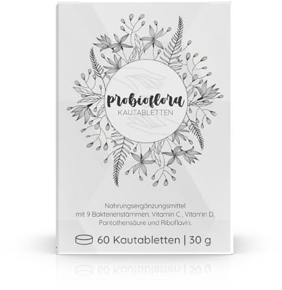 aila probioflora Kautabletten - 60 Stück, mit 9 Bakterienstämmen & 4 Vitaminen, Made in Germany