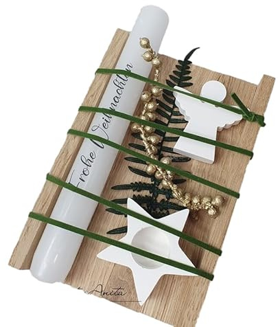Weihnachtsgeschenk mit Kerze, Kerzenhalter und Schutzengel aus Beton