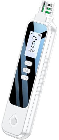 Gas Detector, LCD Backlit Audible Alarm Gas Detector for Camping (White)