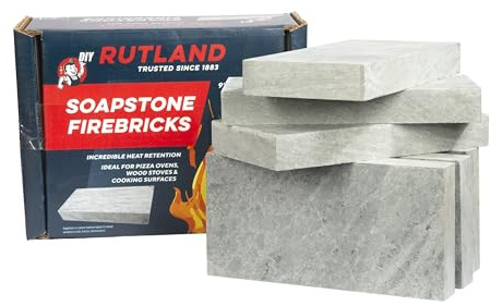 Rutland Täljsten Eldstenar, Premium eldklossar för vedeldade eldstäder och träspisar, Blå-Grå, 2 700+ F, 6 st