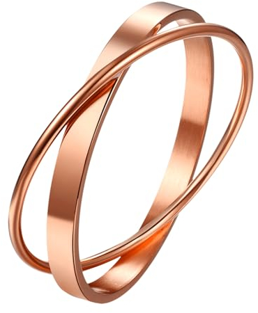 OIDEA Damen Armband Armreif Rosegold: Elegant Layered Armreifen aus Edelstahl Modern Armbänder Handgelank Schmuck Geschenk für Frauen Muter Freundin
