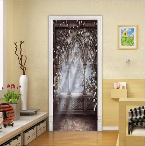 Türaufkleber Selbstklebend Türtapete 3D - Vintage Geprägte Mulde 80 X 200 Cm -Türfolie Tür Poster Stickers - Kinderzimmer, Küche, Wohnzimmer, Schlafzimmer, Arbeitszimmer, Bürotür, Foto, Tür-W -0D6R2T0