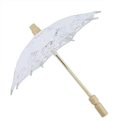 Segutage Brautschirme für Hochzeiten, Vintage und elegant, handgefertigter Sonnenschirm, Spitze, Baumwolle, Stickerei, dekorativer Regenschirm für Hochzeitsfotos, Tänze, Maskeraden, weiß