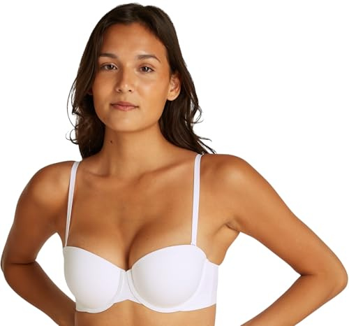 Calvin Klein Donna Reggiseno Senza Spalline Lightly Lined Elasticizzato, Bianco (White), 4E