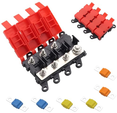 3 Wege Sicherungskasten, 30A 60A 100A Midi Sicherungshalter mit 6 Sicherungen Einer Rein und Drei Raus Fuse Sicherungshalter aus Kupfer für Wohnmobil Boot KFZ Wohnwagen