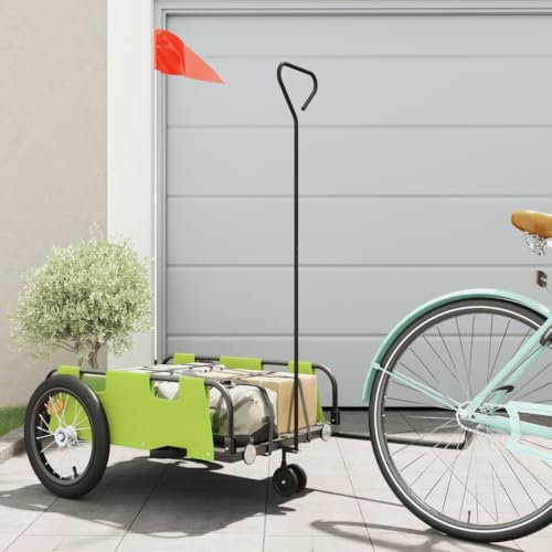 LAPOOH Fahrradanhänger Grün Oxford-Gewebe und Eisen, Fahrrad Anhänger, Lastenanhänger, Handwagen, Fahrrad-lastenanhänger, Lastenfahrrad - 94193