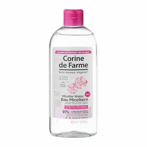 Corine de Farme - Eau Micellaire 3 en 1 Démaquillante Visage, Yeux et Lèvres - Hydrate et Apaise - 97% d'Ingrédients d’Origine Naturelle - 400 ml