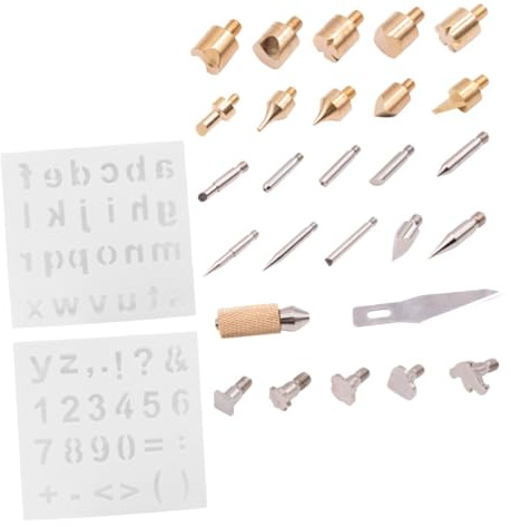 COHEALI 28 Piezas Cabeza De Pirograbado Xherramienta Desoldador Estaño Herramientas Punta De La Máquina De Leña Puntas De La Máquina De Quemar Juego De Quemador De Madera Latón