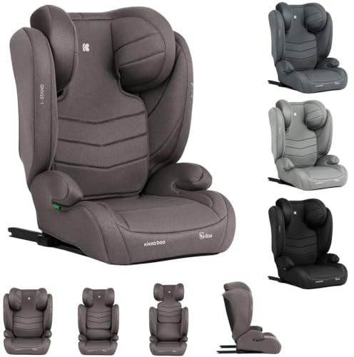 Kikkaboo Kindersitz i-Stand i-Size (100-150 cm) Gruppe 2/3 verstellbar Isofix, Farbe:braun