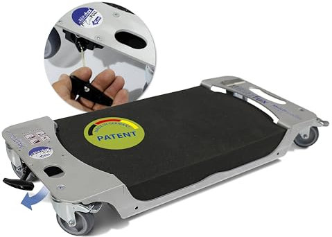 BLITZFUX® MULTIscooter Knieroller & Transportwagen mit Seilzug– Hochstabile Alu-Konstruktion, Belastbar bis 300kg, Rückenschonend und Ergonomisch – Kniepolster mit Cable Pull & Extrapolsterung