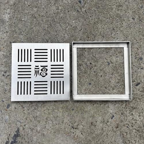 Caniveau Exterieur Grille de Drainage Plate et Carrée, Grille de Drainage Au Sol pour Bassin de Captage Extérieur, Couvercle de Fossé D'évacuation des Eaux Usées pour Terrasse de Jardin(25x25cm(9.8x9.