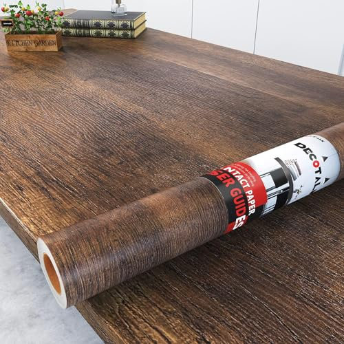 Decotalk Carta Adesiva per Mobili Legno Marrone 40X300cm Pellicola Adesiva Legno Effetto per Mobili Parete Carta di Contatto Impermeabile Rivestimento per Decorare Cucina Armadio