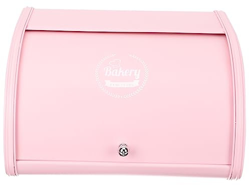 SHOWERORO Small Pink Bakery Bread Box Metal Snack Container Kitchen Organizing Storage Box for Bread and Grains for Kitchen Countertop