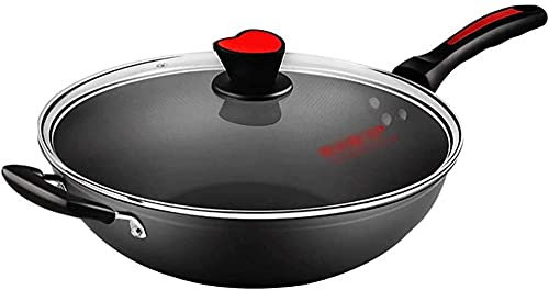 ZHZXBDGQ Estufa de gas antiadherente sin humo para wok grande de 36 cm