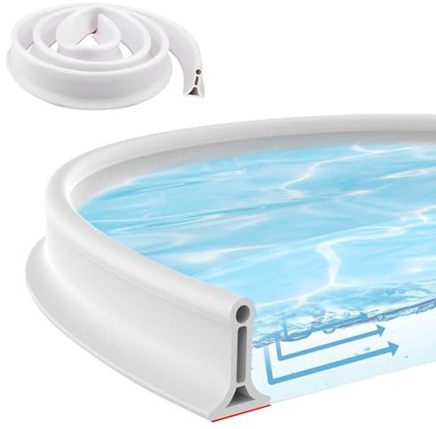 Jortmrd 2M Joint Porte Douche, Autocollant Seuil de Douche Barrage D'eau, Caoutchouc Joint de Douche, Barriere de Douche Anti Débordement, Résistant Aux Moisissures pour Douche Sans Cadre et Cuisine