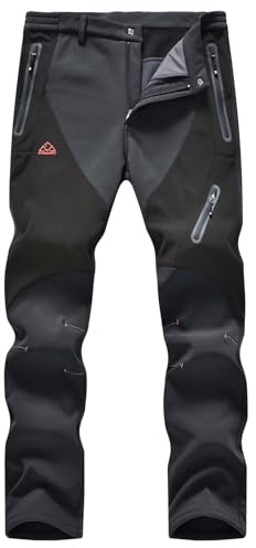 donhobo Herren Winter Skihose Warm Gefüttert Softshellhose | Winddicht Wasserdicht Wanderhose Outdoor Trekkinghose Camping Funktionshose