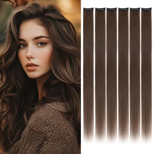 Benehair Clip in Extensions Echthaar 6 Stück, 25CM Single Clip Echthaar Extension Highlights für Frauen Damen, 31g Silk Lace Base Haarverlängerung Natürlich, #2R Dunkelbraun