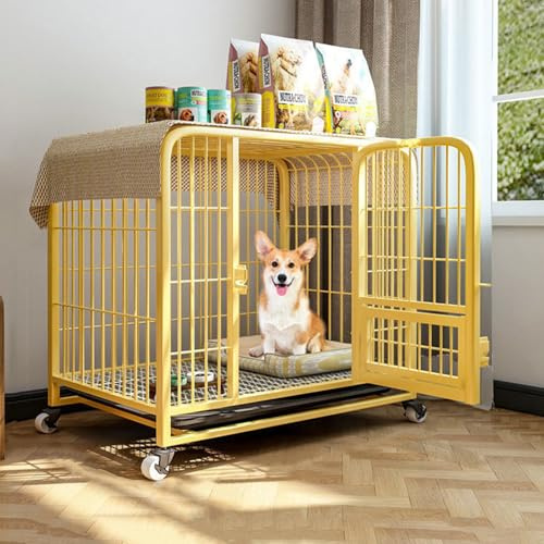 Hundekäfig Möbel, 94 cm große Hundebox für den Hausgebrauch mit Herausnehmbares Tablett, für den Innenbereich geeignet, Hundeboxen aus Metall sind für Hunde mit einem Gewicht bis zu 30 kg (Groß)